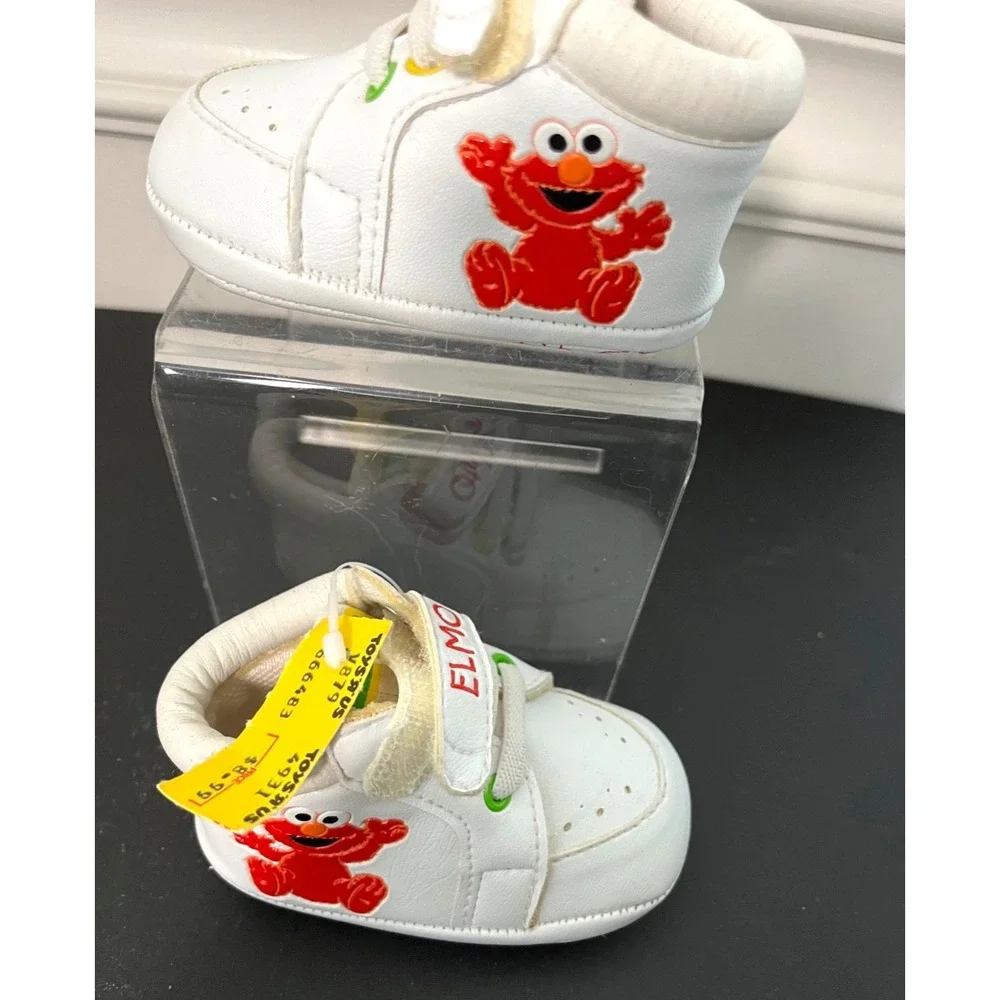 Vintage Henson Sesame Street Baby Shoes Size 1 White Crib Shoes/Soft Bottoms